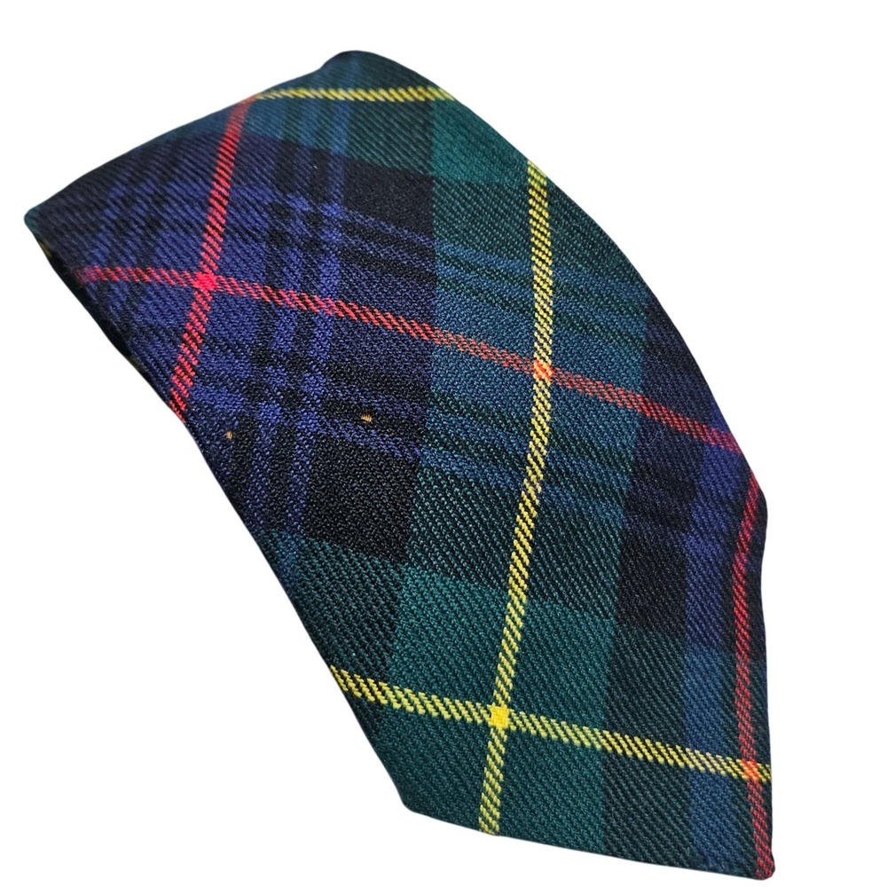 The Scotch House Plaid Wool Woven Necktie Tartan Scotland 70s 80s Vintage Office